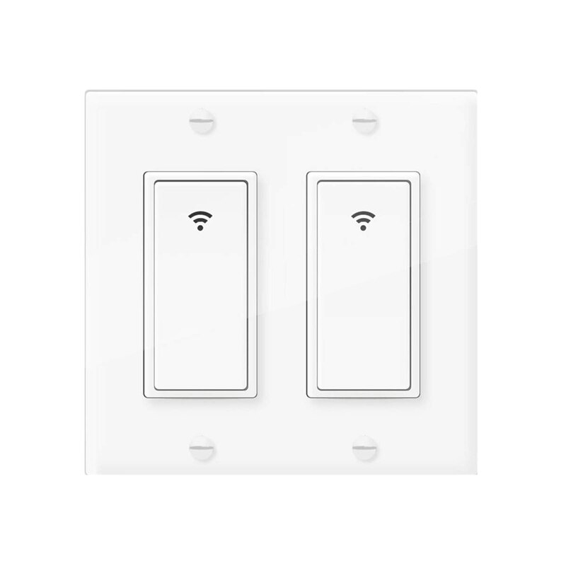 Interrupteur d'éclairage intelligent WiFi 2 gangs pour Alexa Google Home commutateur sans fil norme américaine avec télécommande et minuterie prise Standard américaine: Default Title