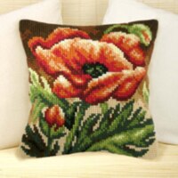 1flowers 04 DIY Needlework Kit Acrylic Yarn Embroidery Pillow Tapestry Canvas Cushion Front Cross Stitch Pillowcase-