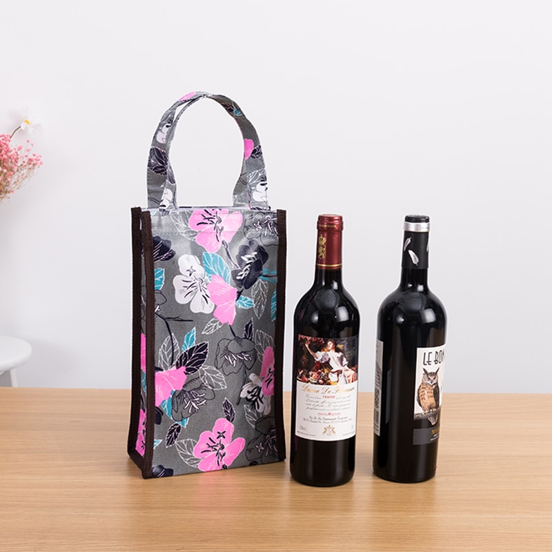 MABULA – sac à main en Nylon pour bouteille de vin, fourre-tout pliable, , Portable, réutilisable, mignon, dessin animé, emballage pour vin