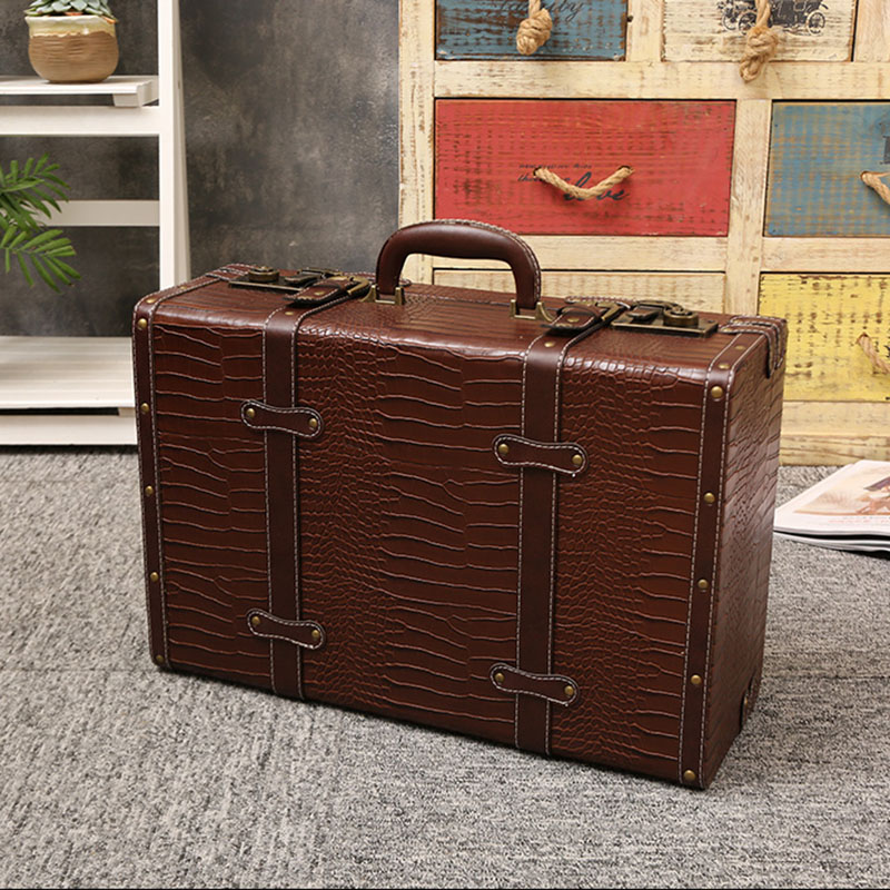 Luxe Vintage Kofferbak Reizen Hand Grote Koffers Leer Bagage Handbagage Onder Bed Kleding Organisator Opbergdoos Antieke Bin