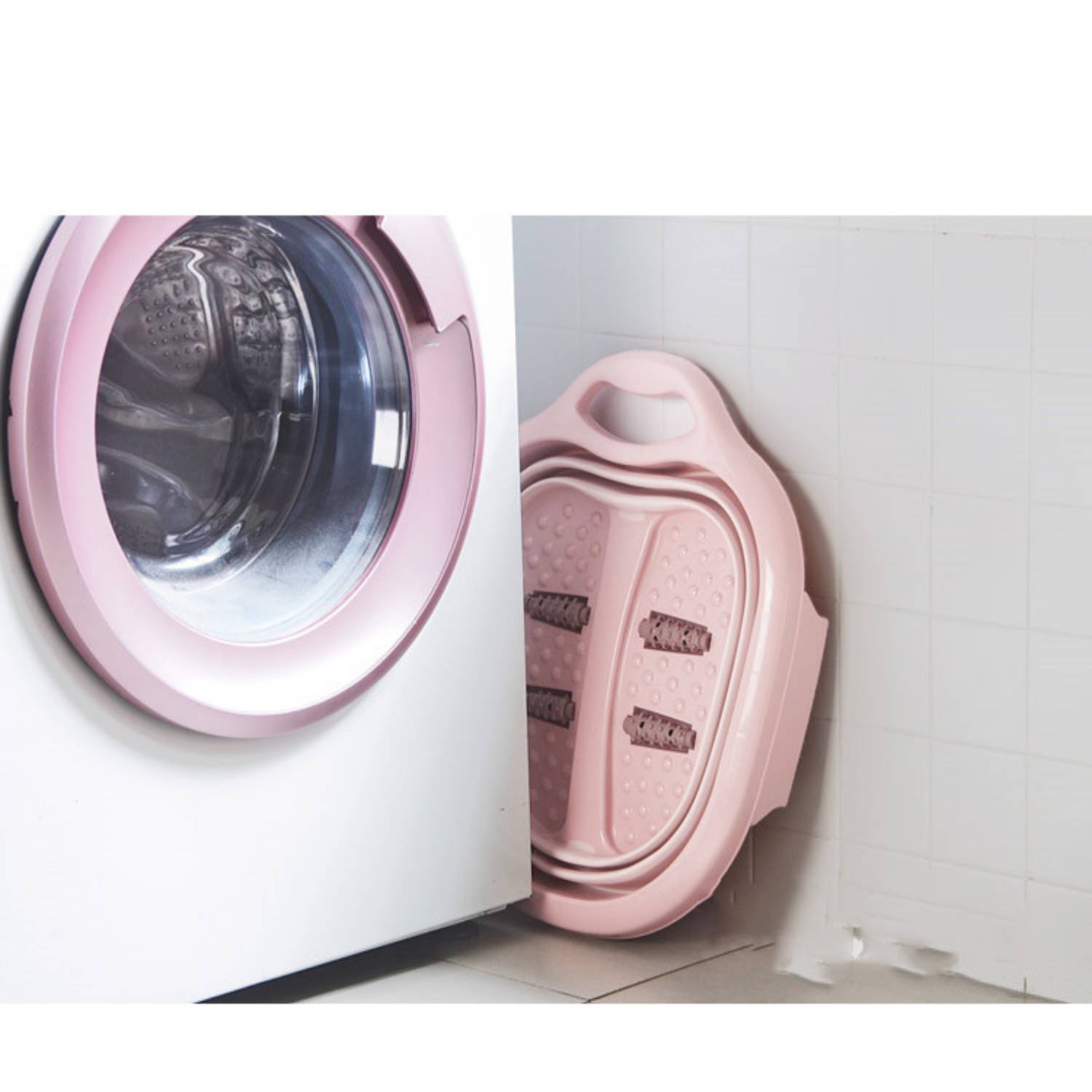 Behogar Plastic Foldable Foot Soaking Bucket Portable Bathtub Foaming Massage Wash Basin For Household Sauna Bathtub Accessories