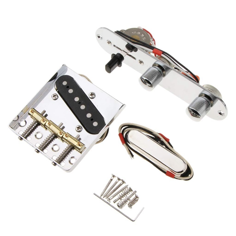6 Strings Saddle Bridge Plate, 3 Way Switch Control Plate, Neck Pickup Set for Fender Electric Guitars Replacement Parts