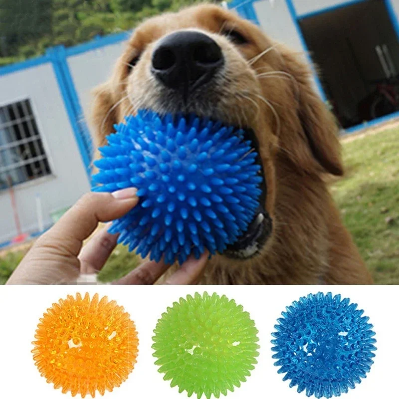 Brinquedos para cães de estimação, gato, filhote de cachorro, brinquedo com som de bolinhas, bola de limpeza de dentes estridentes, treinamento tpr, brinquedo de mastigar, bolas de espinhos, acessórios