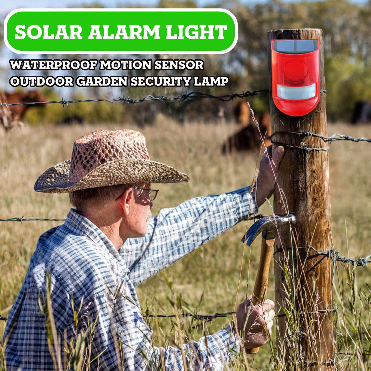 Solar Alarm Light Wireless IP65 Waterproof Motion Sensor Outdoor Garden Security Lamp Smart Fast for Safety Home Factory Garden