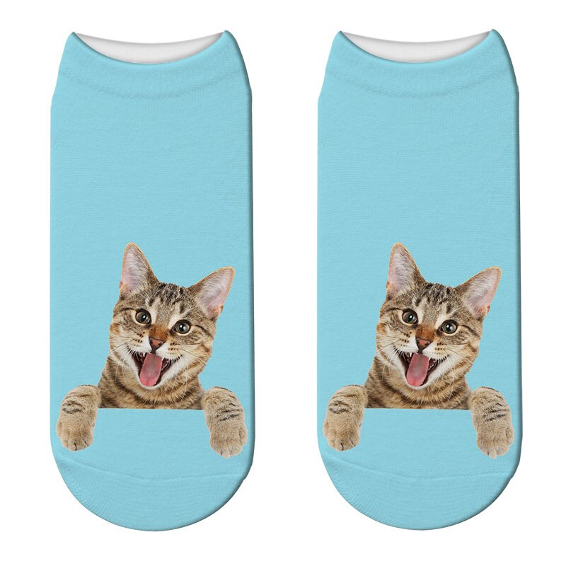 Women 3D Printed Animal Socks Funny Cartoon Cat Dog Cotton Low Ankle Unisex Socks носки с принтами: Style8