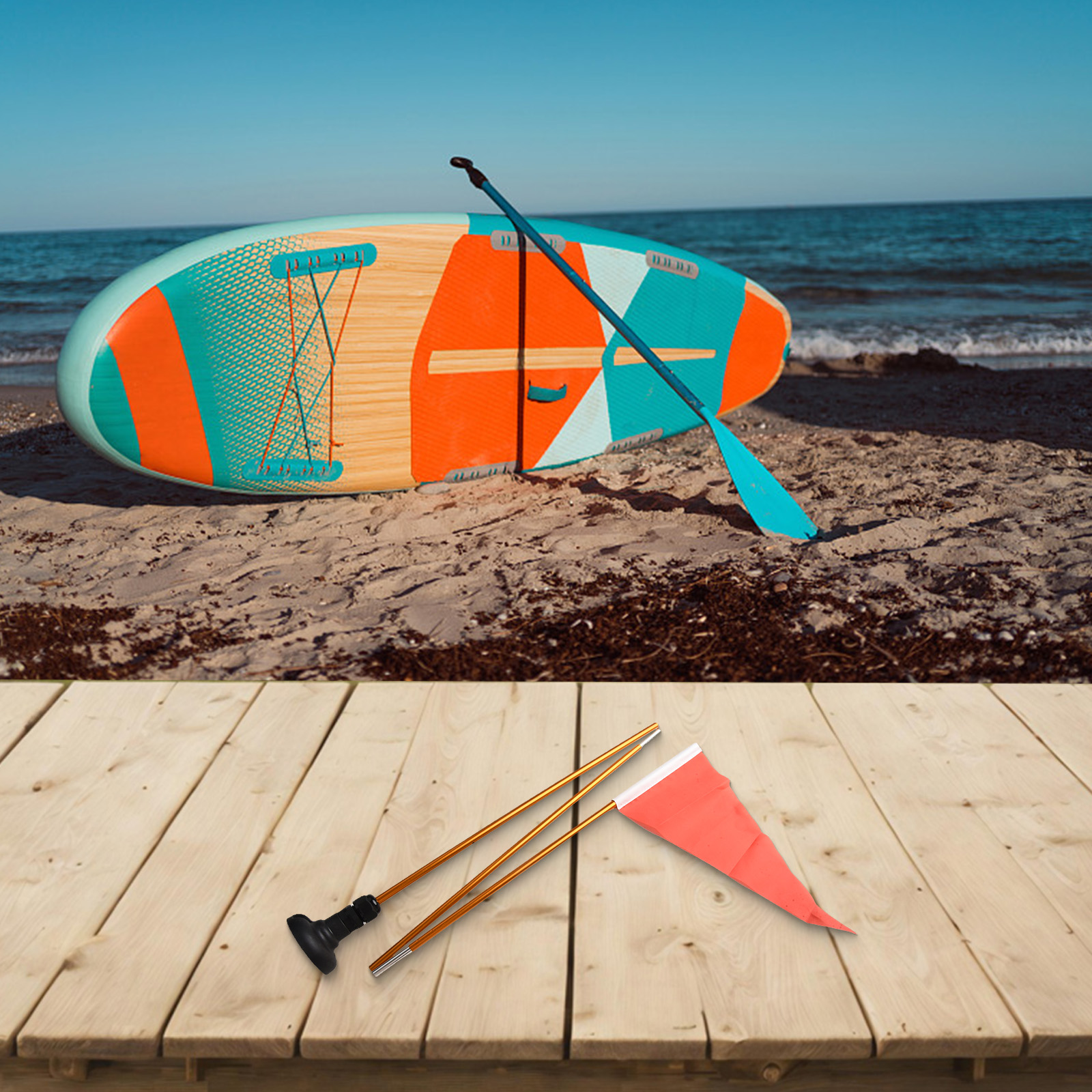 Kit base bandiera di sicurezza per kayak canoa barca con bandiera rossa e palo pieghevole in lega di alluminio per progetti fai da te marini