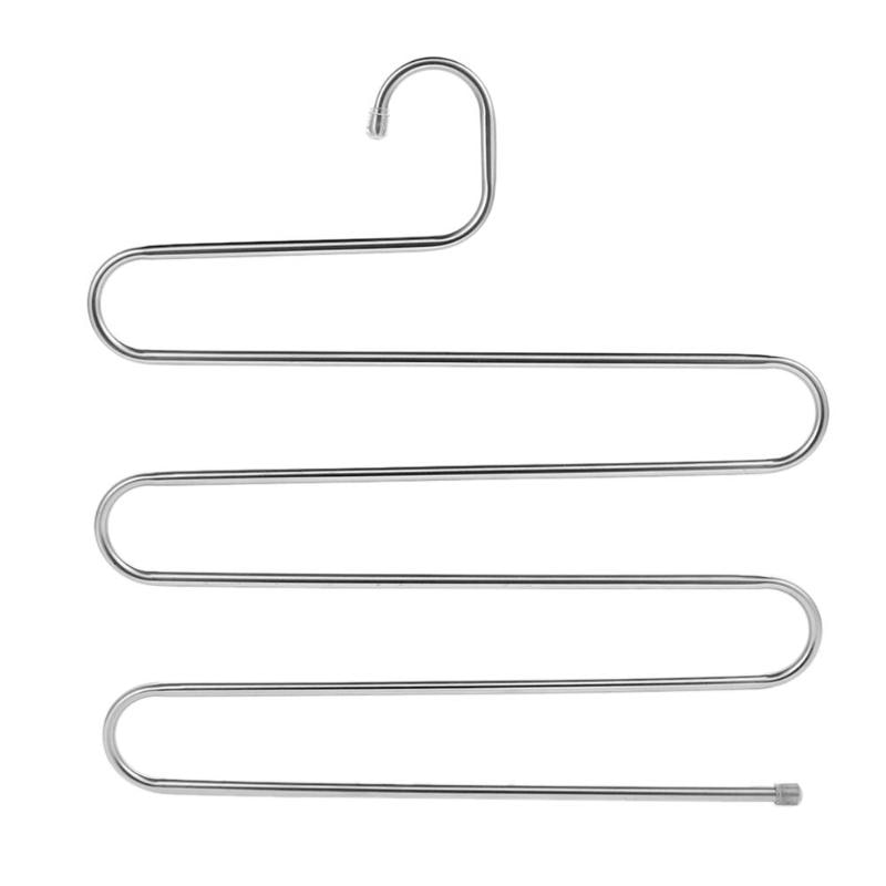 Roestvrij Staal Kleding Broek Hanger Saving Ruimte Closet Riem Houder Rack S-Type 5 Lagen Organizer Hangers Voor Kleding