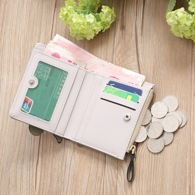 1pc damen-geldbörsen mit niedlichen Karikatur-tieren, kurze leder-geldbörse, kleines münzfach, reißverschluss, kartenhalter für mädchen