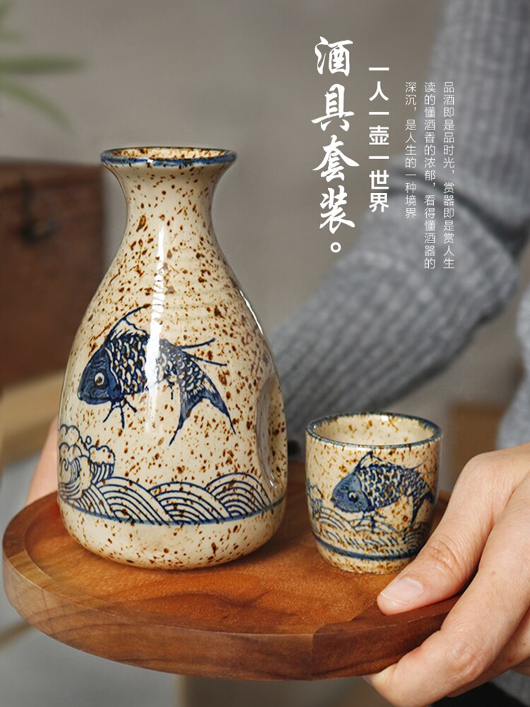 Japansk keramikk sake vinsett hvit gul sprit flaggegryte retro liten vinkoppdress antikk separator tradisjon vintøy