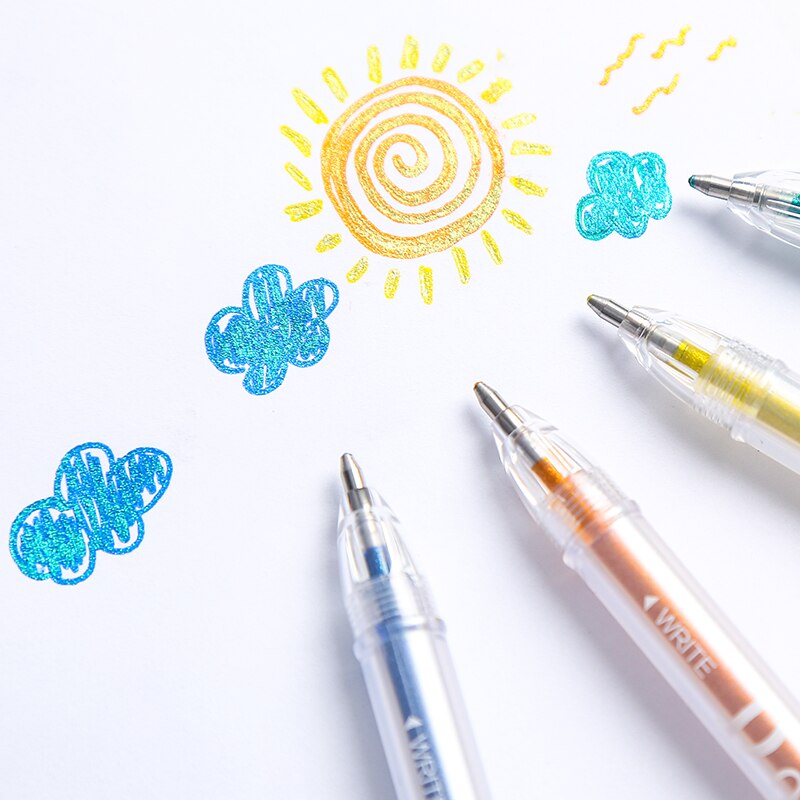 Stylo marqueur de couleur scintillante 4 ensemble/lot en métal couleur surbrillance dessin à la main écriture stylos de doublure papeterie école Art F792