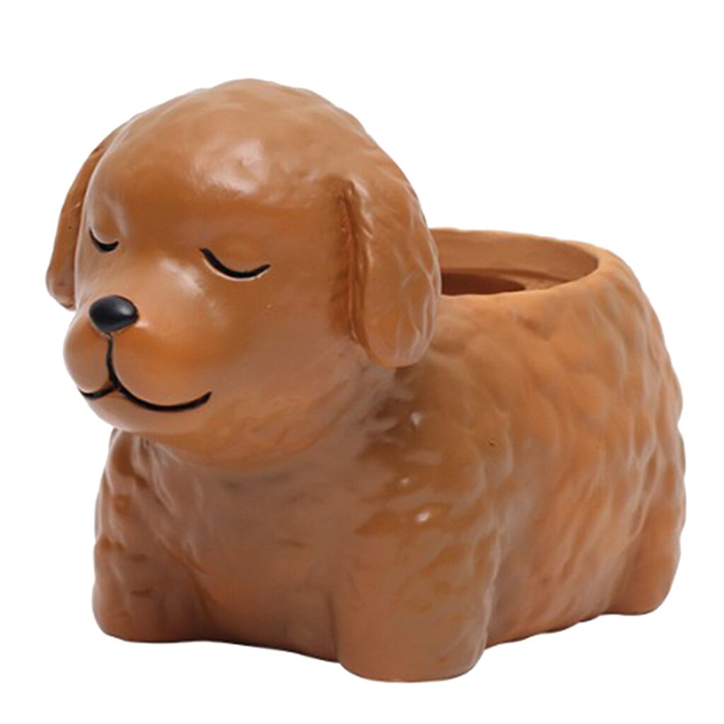 Maceta para resina para suculentas perro Mini maceta Escritorio de balcón Mini maceta flor bonsái jardinera Decoración: Brown