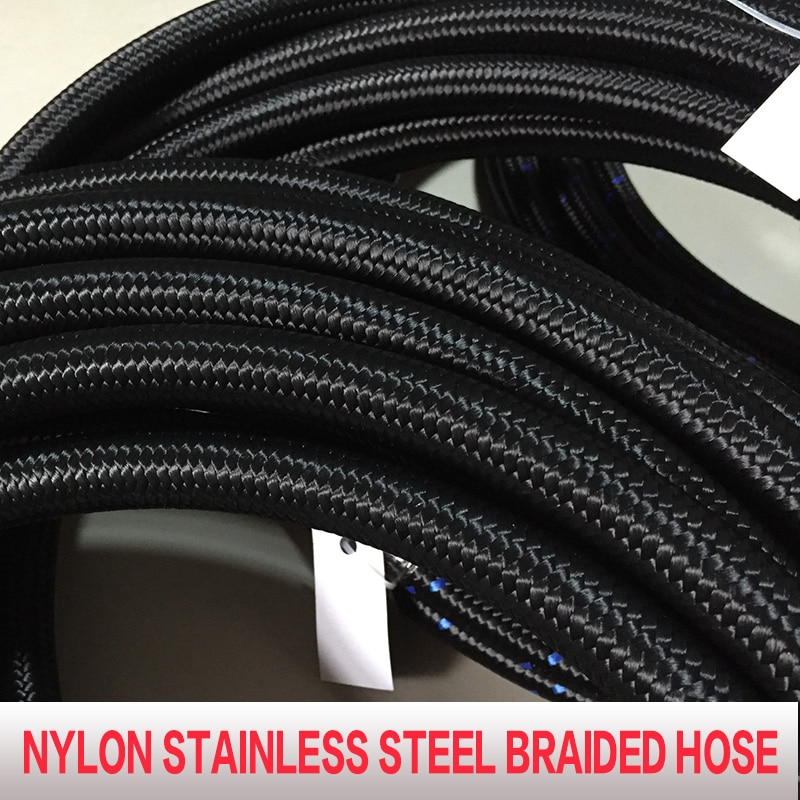 Ytelse  an4/an6/an8/an10/an12 4an 6an 8an 10an nylon rustfritt stål flettet slange lite vektslange, svart oljekjølerslange