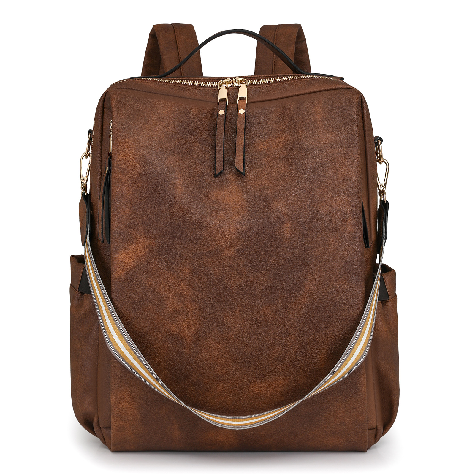 Bestseller! Vintage PU-leren rugzak voor dames - Retro schoudertas met meerdere zakken, laptophoes en verstelbare bandjes: Clear