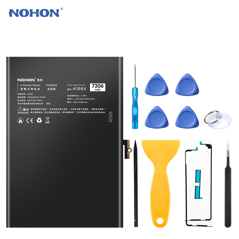 NOHON Batteria per Mela iPad pro da 9.7 pollici Bateria A1664 A1673 A1674 A1675 di Ricambio tavoletta Batteria 7306mAh 100% 0 ciclo di NUOVO