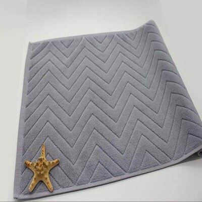 Cotton Towel-Shaped Ant-slip Bath Mat Entrance Doormat Machine Washable Toilet Bathtub Floor Mats 45x75cm: grey wave