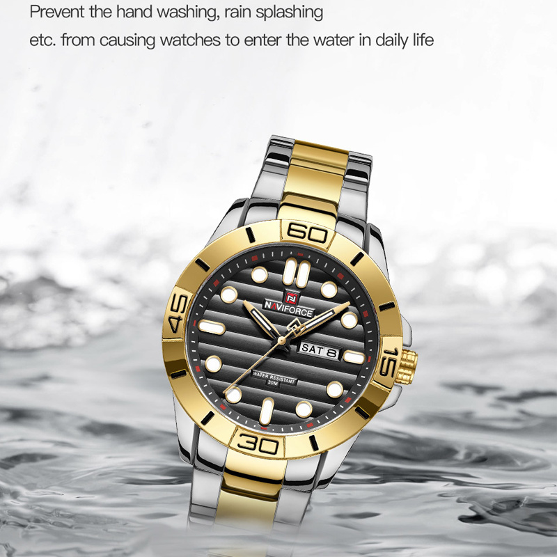 NAVIFORCE – montre-Bracelet lumineuse en acier inoxydable pour homme, à Quartz, étanche, Original, à la