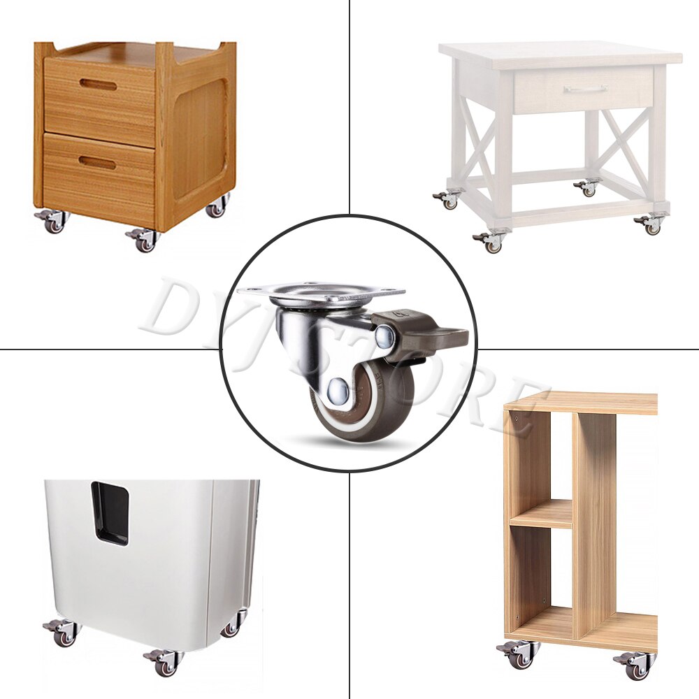 1/4 Pack 360 Degree Swivel Caster Wheels Heavy Duty Caster With Top Plate TPE Rubber Caster For Furniture Carts Warehouse Shelf