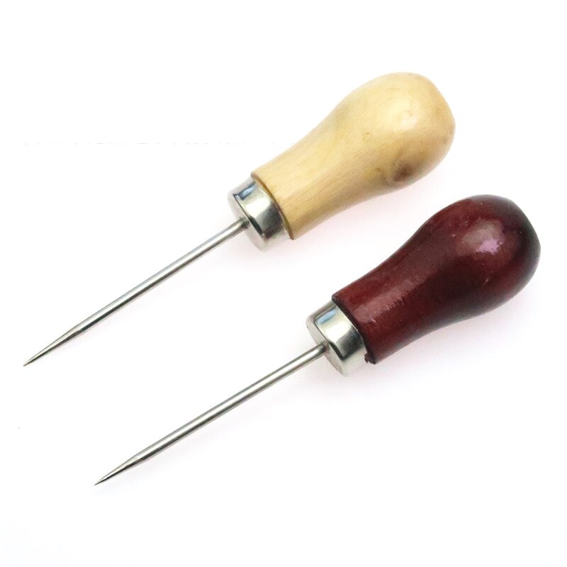 Leather Craft Awl Tool Hole Wooden Handle Awls DIY Stitching Awl Pin Punch Hole Shoe Repair Tool Hand Stitch Pin Punching Tools