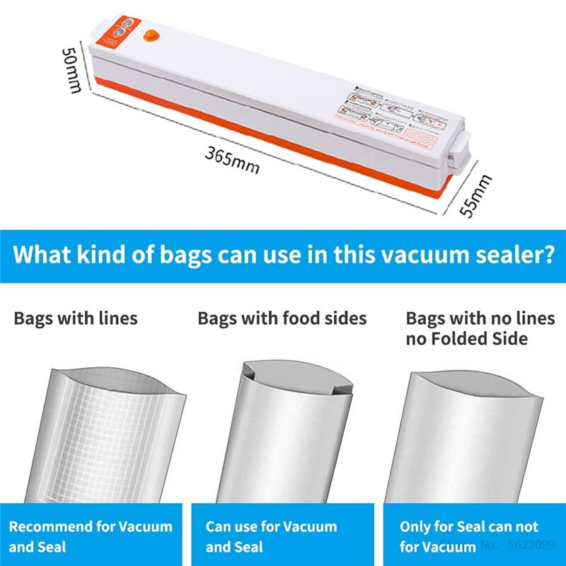Portable Food Vacuum Sealer Packaging Machine Household Film Sealer Vacuum Packer Electric Food Vaccum Sealer