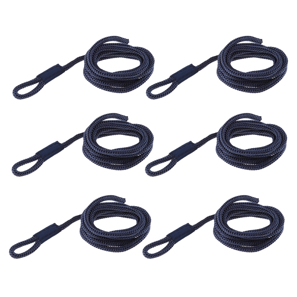 6 Stuks 1/4 Inch 6Mm Marine Dock Lijn Gevlochten Boot Touw 5 Ft Lengte (Blauw)