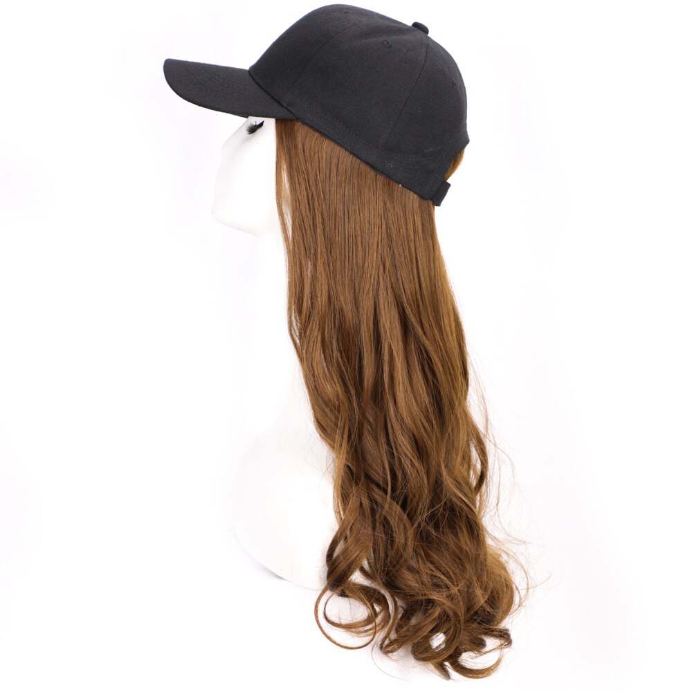 MODERN QUEEN Baseball Cap Hair Wig Long Synthetic Straight cap Hair Wigs Naturally Connect Synthetic Hat Wig Adjustable for Girl: T1B/613