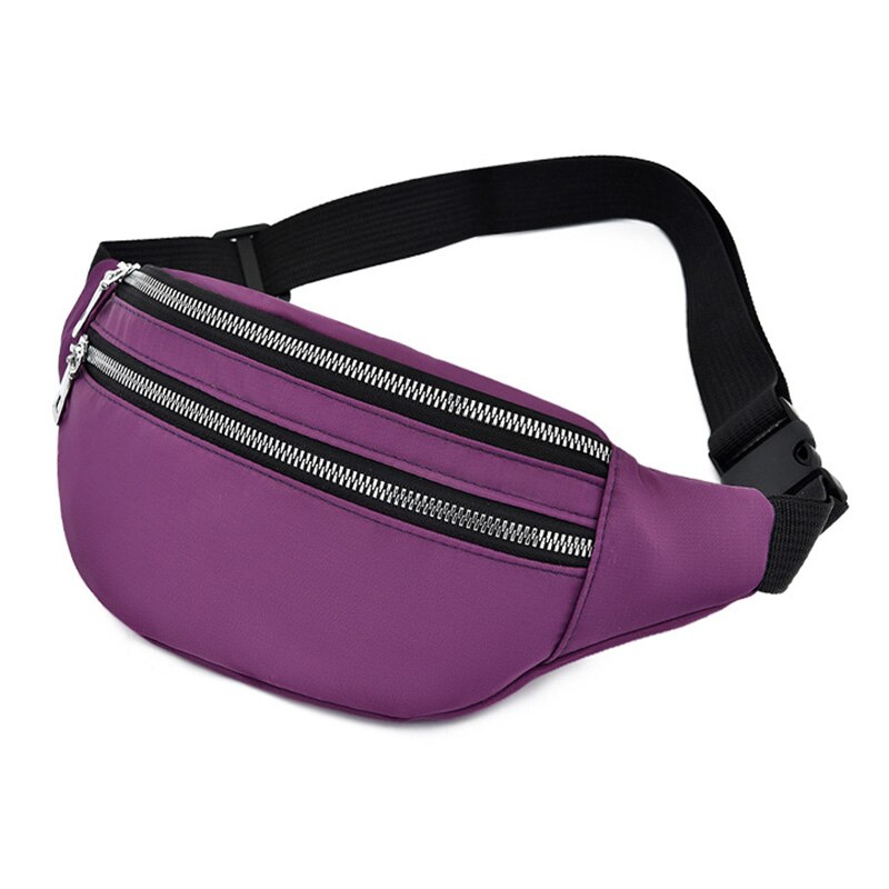 Ensfarvet taljetaske til kvinder vandtæt fanny pack kvindelig bæltetasker brystpakke multifunktions taljepose pung  zy859: Lilla talje taske