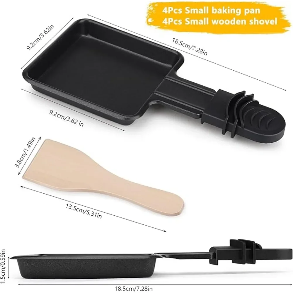 4pcs Square Shape Cheese Melting Pans and Shovel Mini Non-stick Universal Electric Grill Cheese Egg Pan Family Party Baking Tool