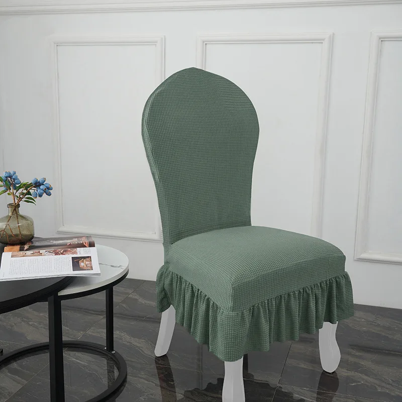 Rok Stoelhoes in Europese stijl Verdikte eettafel en stoelhoes Elastische rok Hotel Restaurant stoel beschermhoes: WHITE