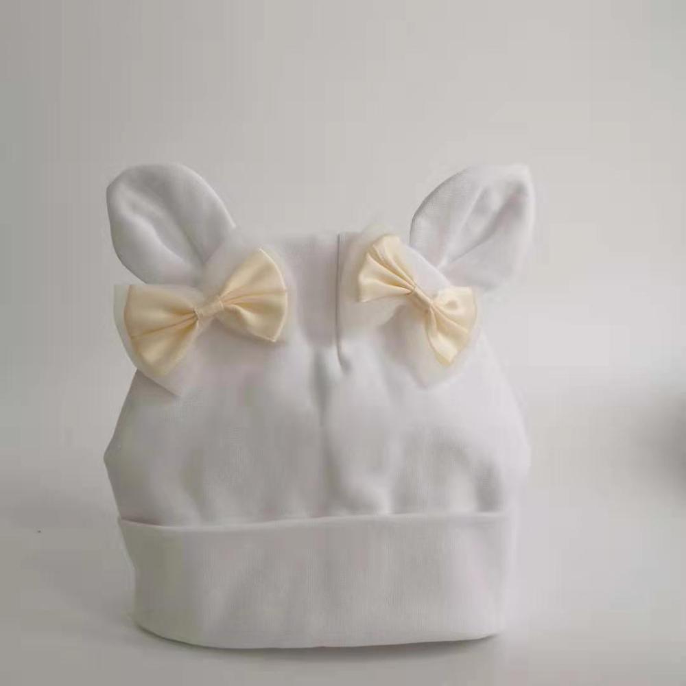 Babymutsje met konijnenoren, katoenen muts met oren, vlinderknoop, melamine strik, meisjesgebreide muts voor meisjes, kinderen
