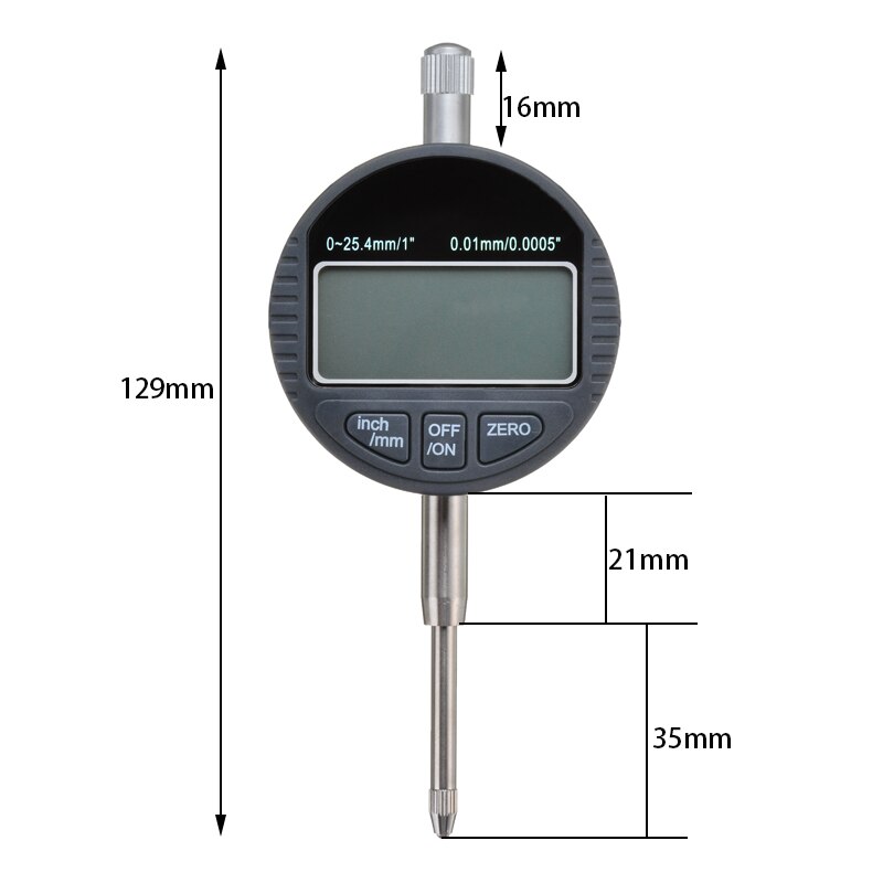 Digital mätklocka indikator 0.01mm/0.005 " display 1.5v elektroniskt mätverktyg 0-12.7mm/0.5 " 0-25.4mm/1 "