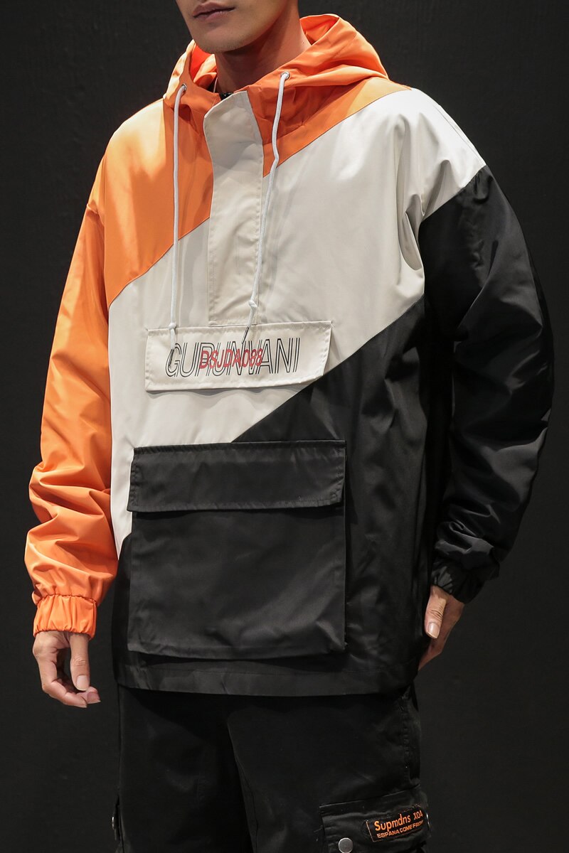 Sping jakker herre patchwork jakke hip hop plus size college student vindjakke herre hette jakke m -5xl