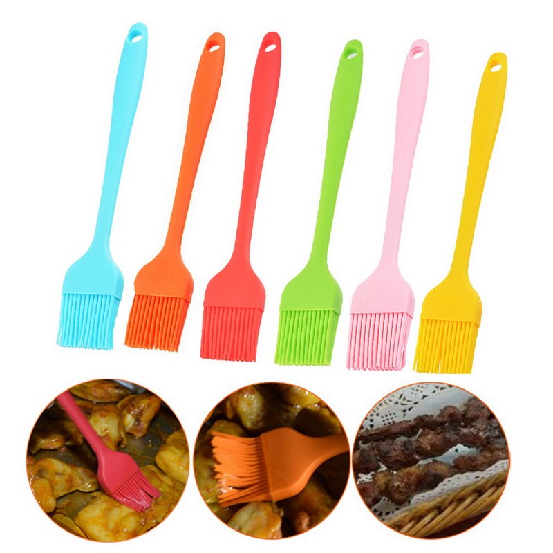Pincel de silicona multicolor para repostería, pinceles para aceite, pinceles para barbacoa, limpieza para pasteles, pan, mantequilla, utensilios para hornear, herramientas de seguridad para la cocina 21*3cm