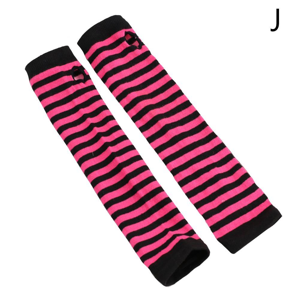 Mannen Lange Winter Handschoenen Arm Cover Classic Zwart Wit Gestreepte Katoen Pols Cover Arm Dames Handschoenen Mouw Gebreide Handschoenen vrouwen: black rose red