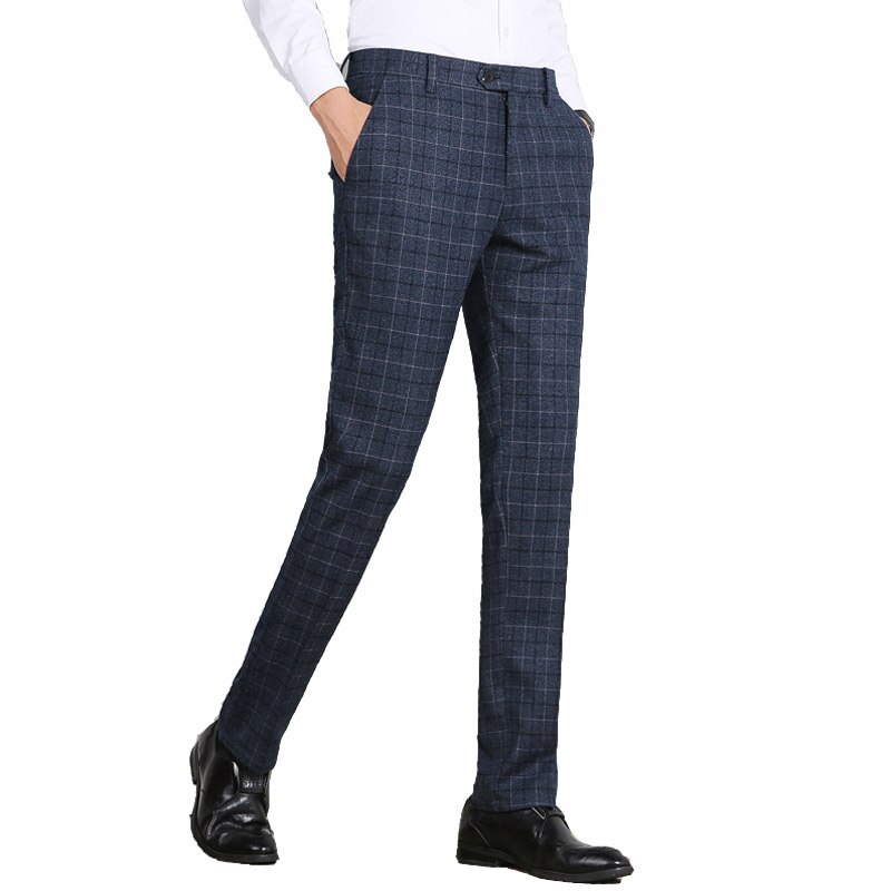 Lente Winter Plaid Mannen Formele Broek Business Kantoor Pak Broek Slim Fit Clasic Mannen Jurk Broek Pantaloni Tuta Uomo