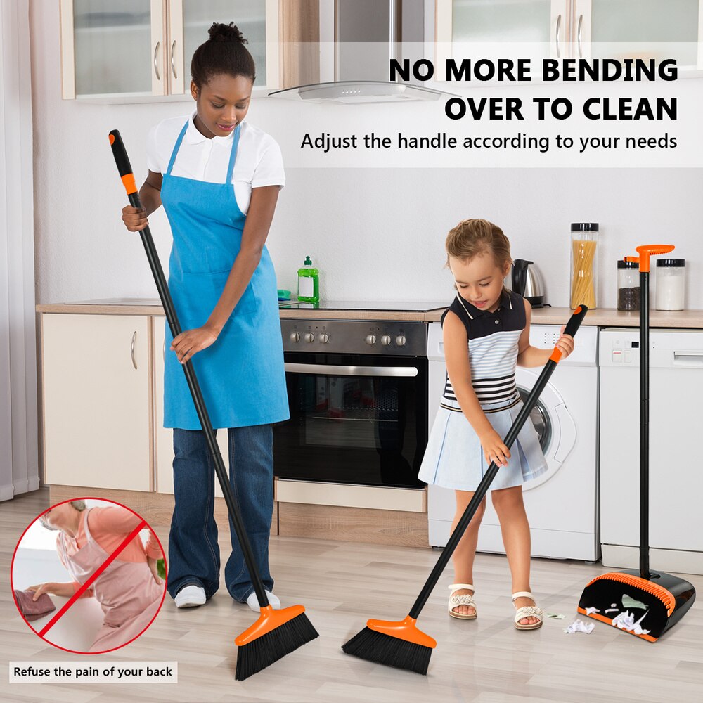 HOMEMAXS Stable Space-saving Broom and Dustpan for Office Classroom Home Kitchen Household Cleaning Tool