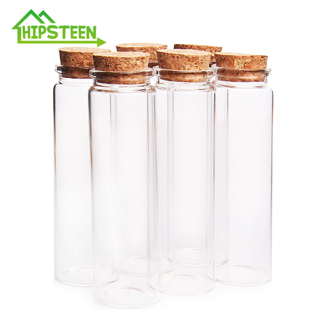 37*120MM 90ML Glass Bottle Wishing Floating Bottle Empty Sample Storage Jars with Cork Stoppers - Transparent