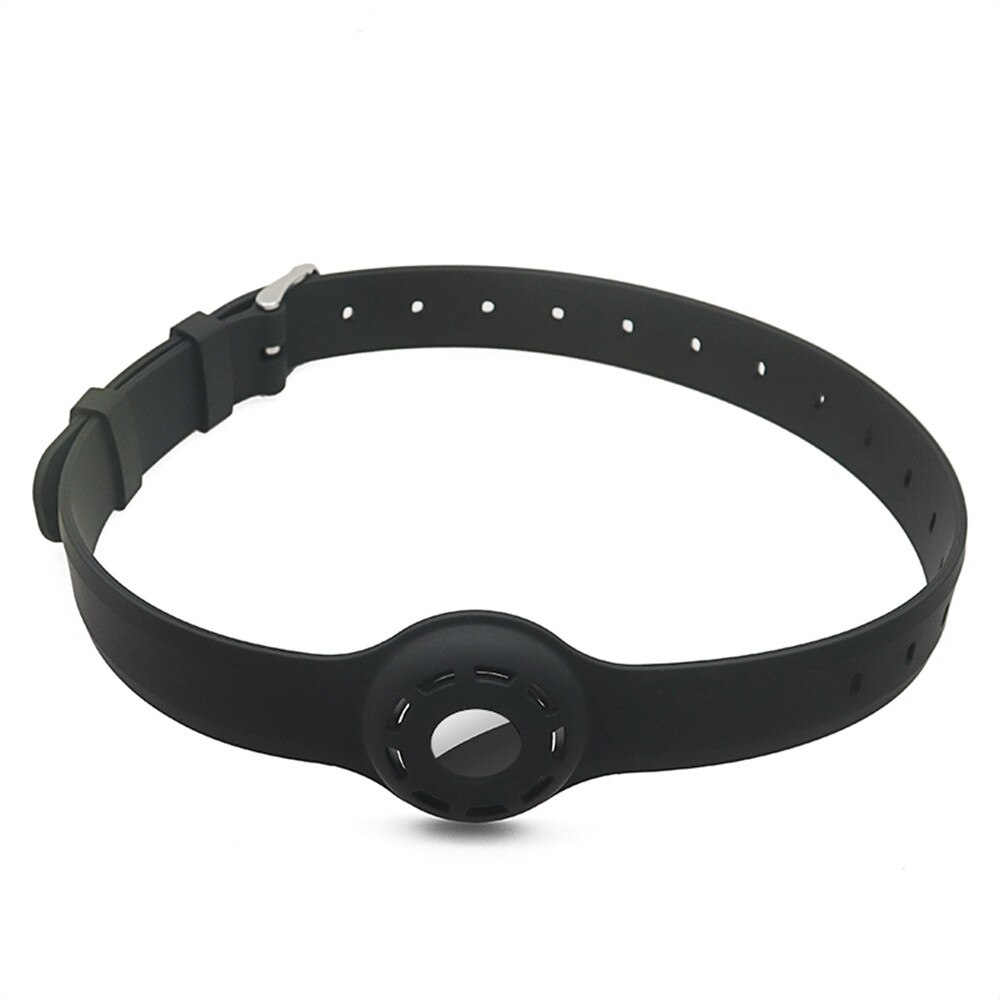 1pc til apple airtag etui hund kat halsbånd gps finder farverigt lysende beskyttende silikone etui til apple air tag tracker cover: Sort