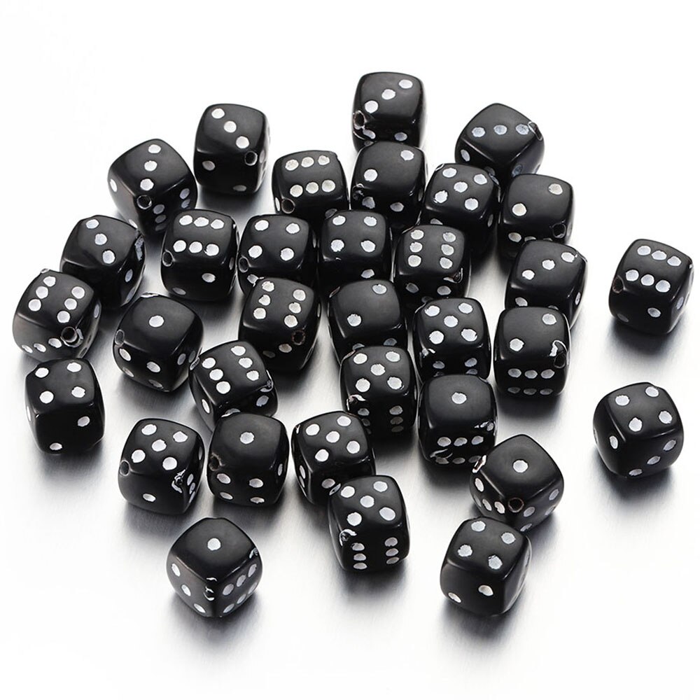 50Stck 8mm Würfel Perlen Platz Form Acryl- beabstandet Perlen Pro Schmuck Herstellung DIY Reize Armband Halskette Herstellung Zubehör: Schwarz-Weiß