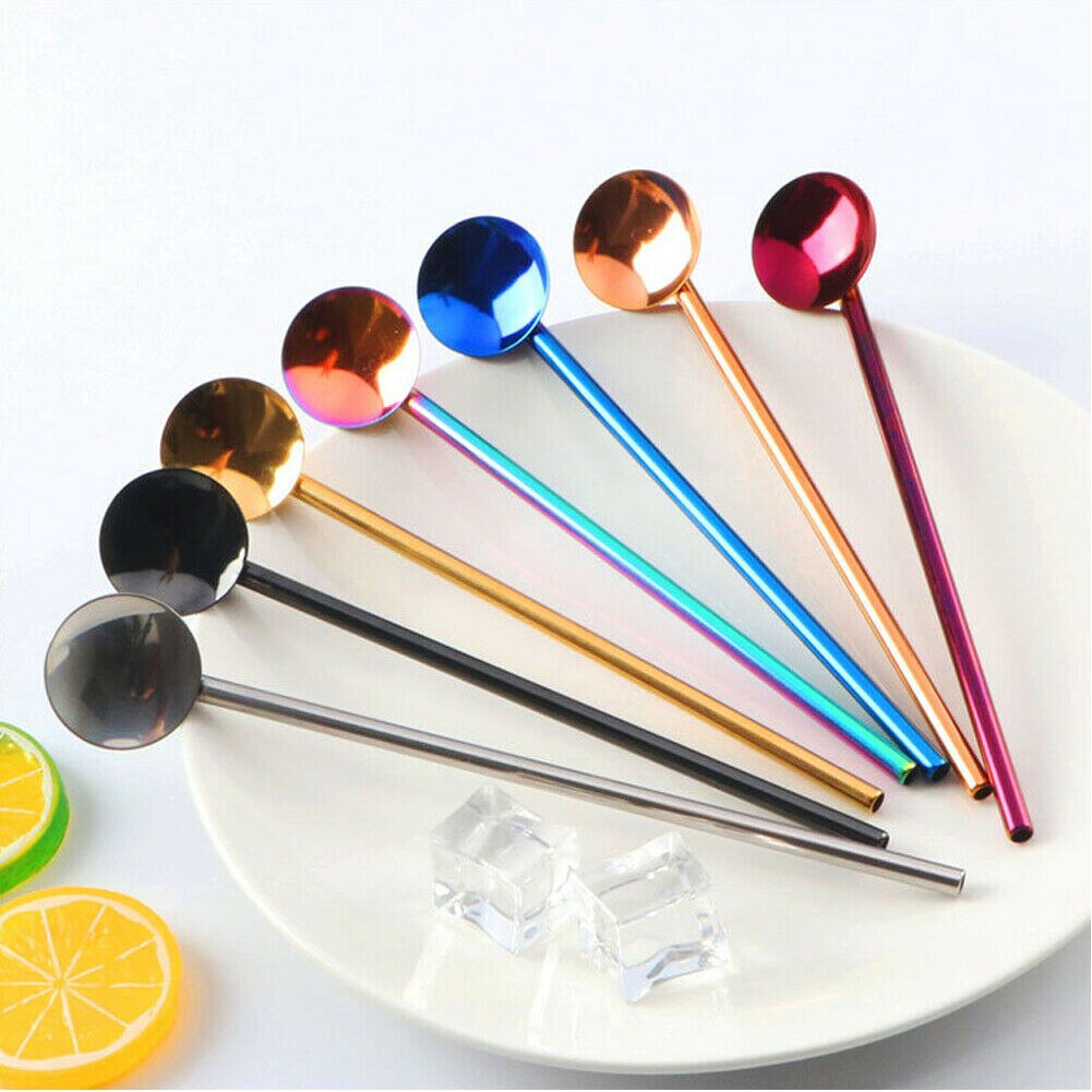 4Pcs Set Reusable Stainless Steel Metal Straw Drinking Straws Washable With 2 Cleaning Brush For Mugs