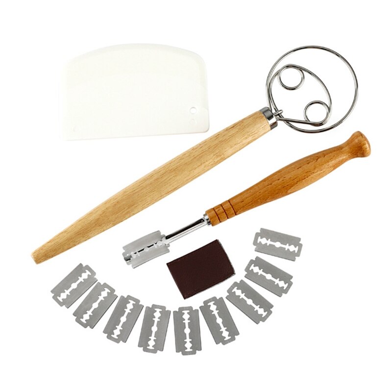 Deense Deeg Garde Brood Mixer Set Haak Nederlandse Garde Rvs Brood Slicer Deeg Schraper Bladen Voor Brood Deeg: Sky Blue