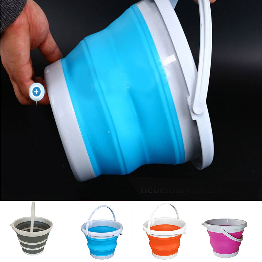 Cubo plegable de 3L/5L para pesca, cubo para coche, lavado exterior grueso de PP, suministros de pesca, Camping, baño portátil, cocina