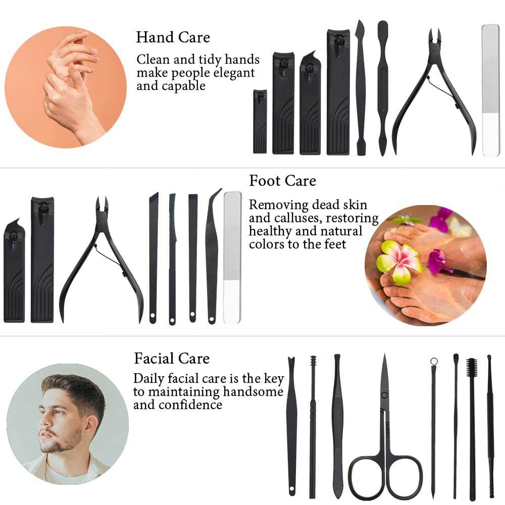 22pcs/set Manicure Set Stainless Steel Pedicure Sets Nail Clipper with Travel Case Nail Kit Set Tool Kit