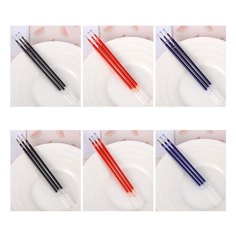 50pcs/Set Gel Pen Permanent Red Blue Black Ink Refill Black Pen Shells Ballpoint Fine-Nib School Office Writing Stationery