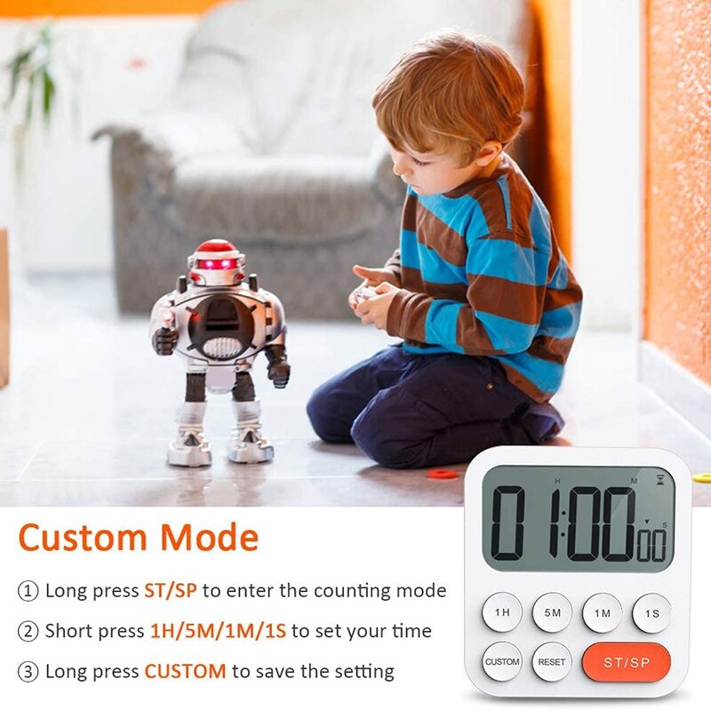 Timer Digital Cooking Timer, Magnetic Count Up & Countdown Timer with LCD Display and Loud Alarm,99 Hour Digital Timer