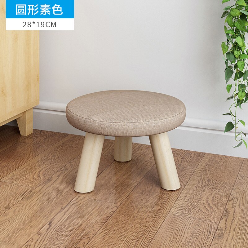 Tissus tabouret rond en bois maison adulte enfants canapé petite chaise basse poufs moderne changement chaussures banc: 16