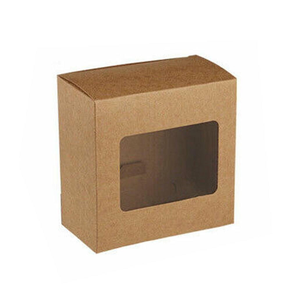 12pcs Kraft Paper Box with Window Handmade Soap Box Jewelry Cookies Candy Box Wedding Box Party Decoration