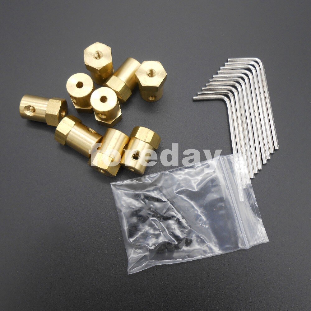 3PCS M3 3MM BRASS Material Wheel Shaft Motor Hexagonal hexagon HEX Total length 18mm Coupling Coupler +3 Spanner *FD249X3