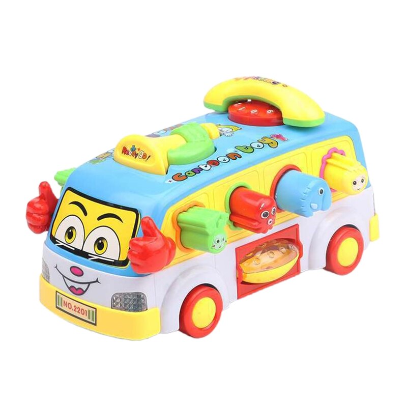 Babylegetøj sjov bus bump and go bil spille musiklys, tidlig uddannelse til 2 - 3 -årige piger drenge småbørn