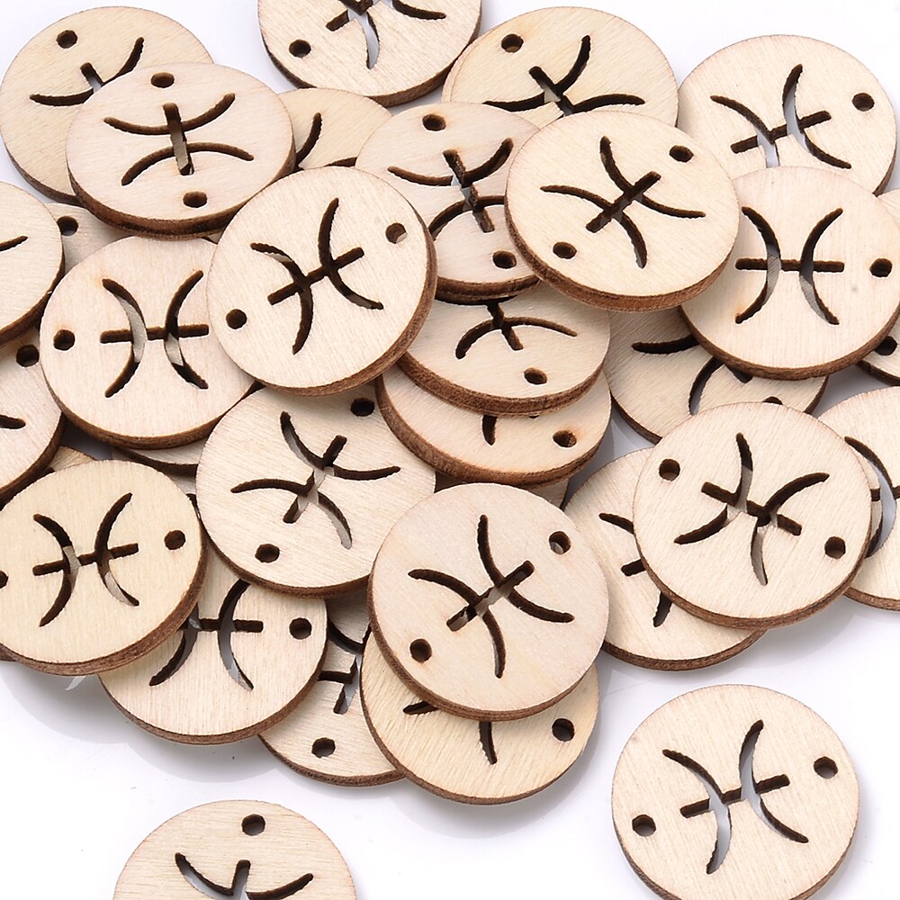 10Pcs 20Mm Holle Sterrenbeeld Houten Kralen Natuurlijke Houten Losse Kralen Voor Sieraden Maken Armband Oorbel Diy Sieraden bevindingen: pisces