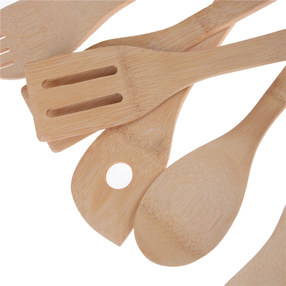 1pc Bamboo Utensil Kitchen Wooden Cooking Tools Bamboo Wood Kitchen Spoon Spatula Mixing Healthy